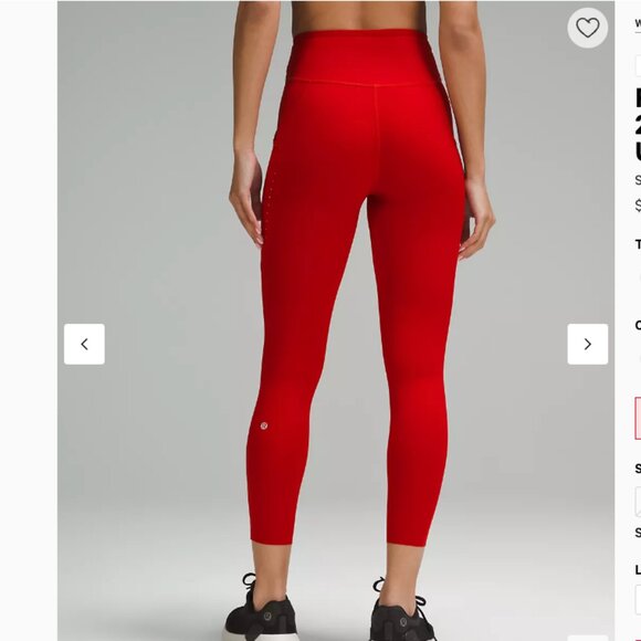 Lululemon Fast and Free High-Rise Tight 25” Pockets - Dark Red - Picture 2 of 5